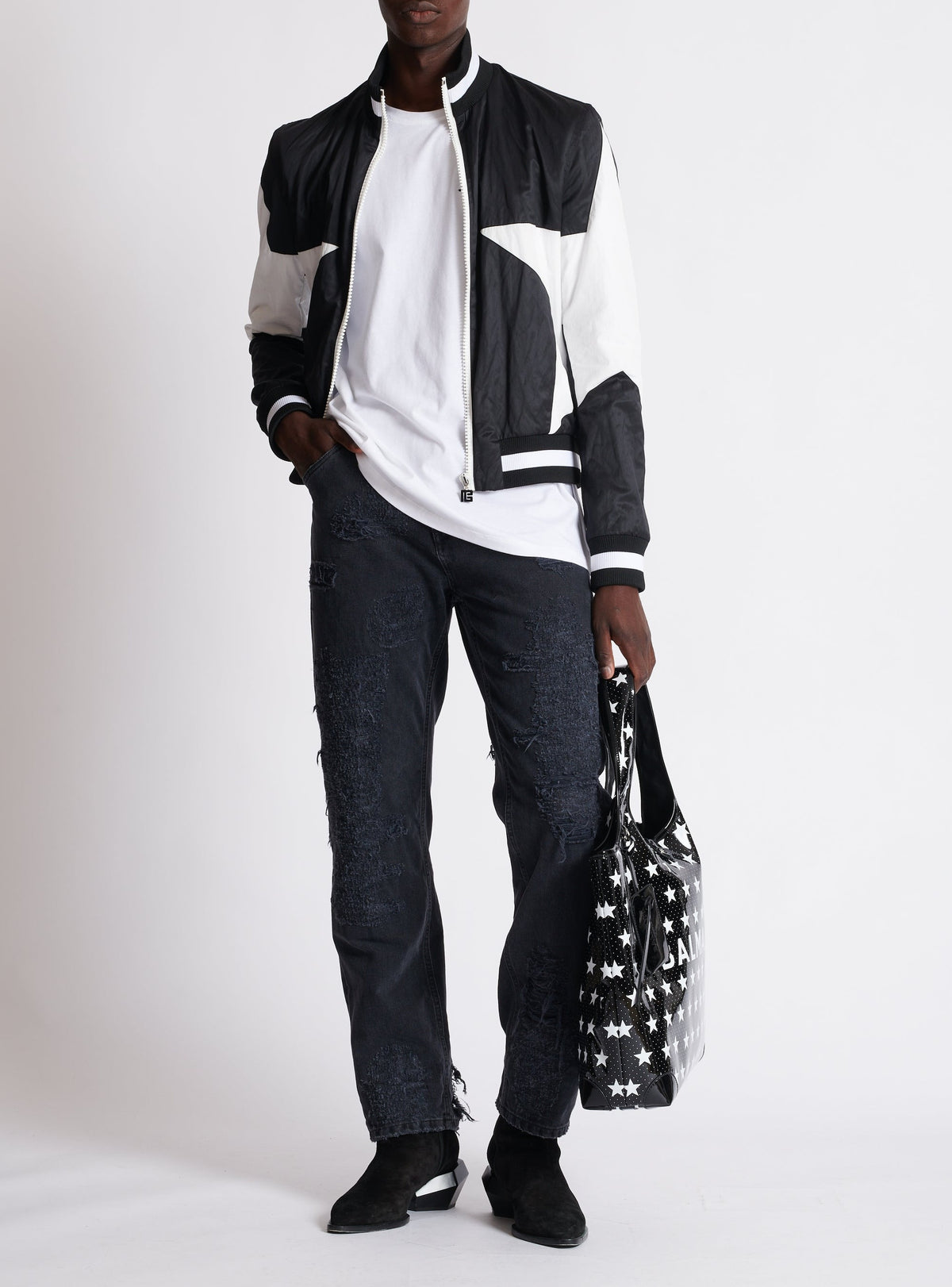 Ripped denim straight trousers - Washed Black