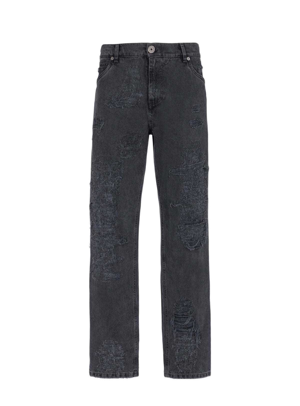 Ripped denim straight trousers - Washed Black