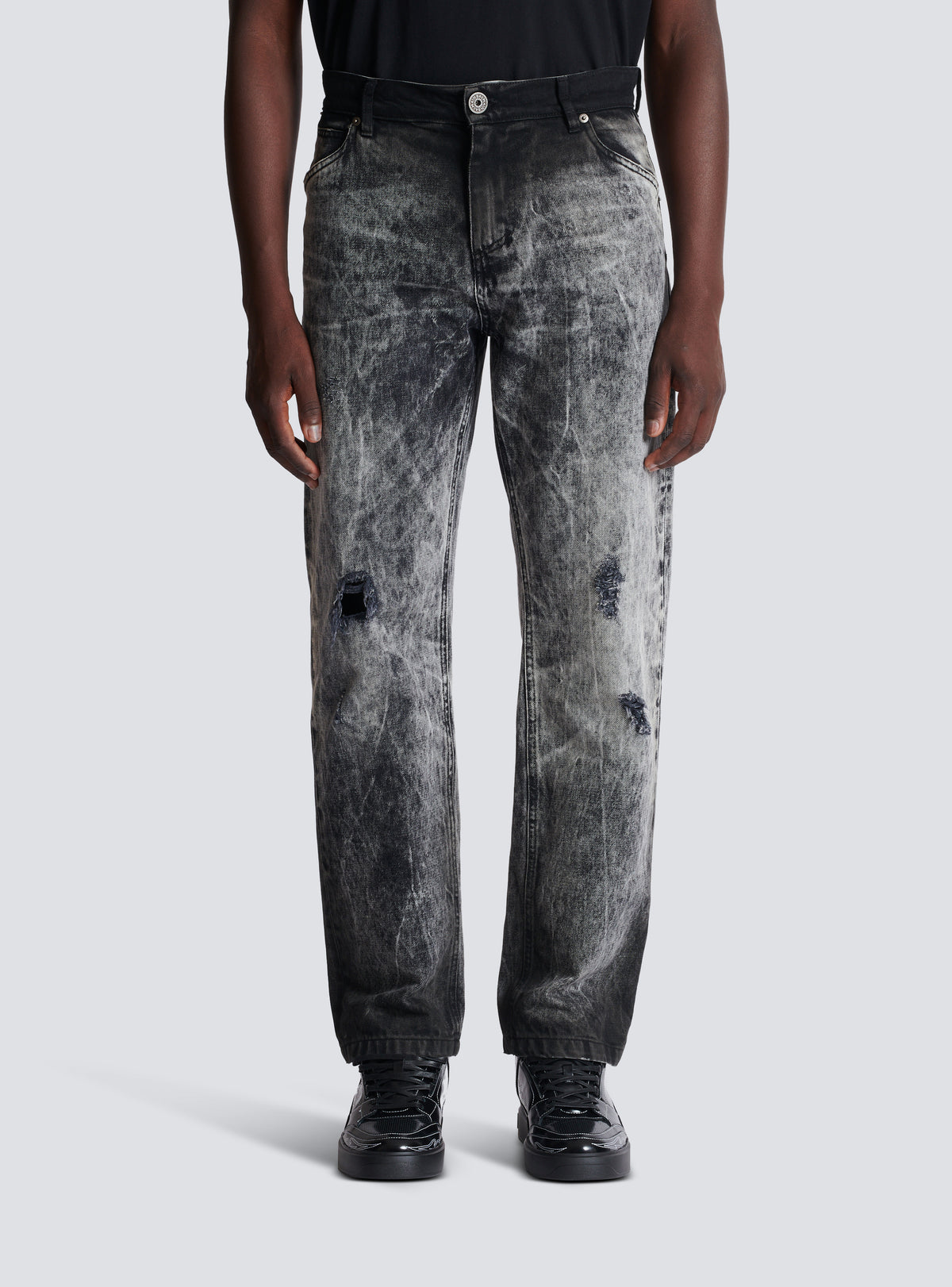 Jean en denim délavé - Gris Clair Délavé