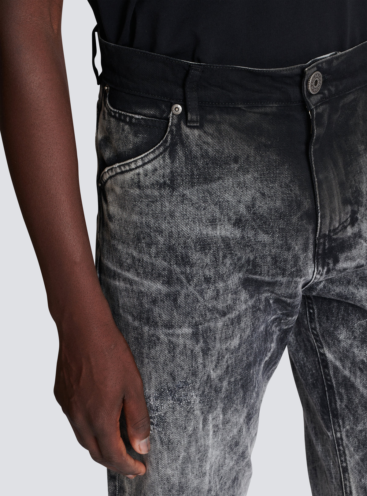 Jean en denim délavé - Gris Clair Délavé