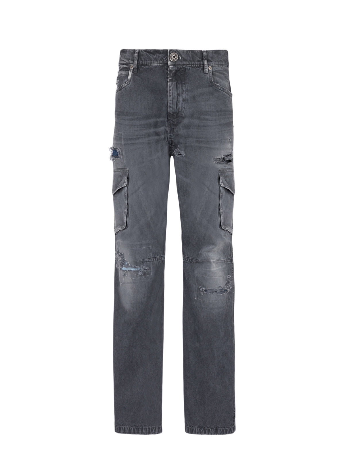 Pantalon cargo effet usé - Noir Délavé