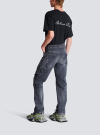 Pantalon cargo effet usé - Noir Délavé