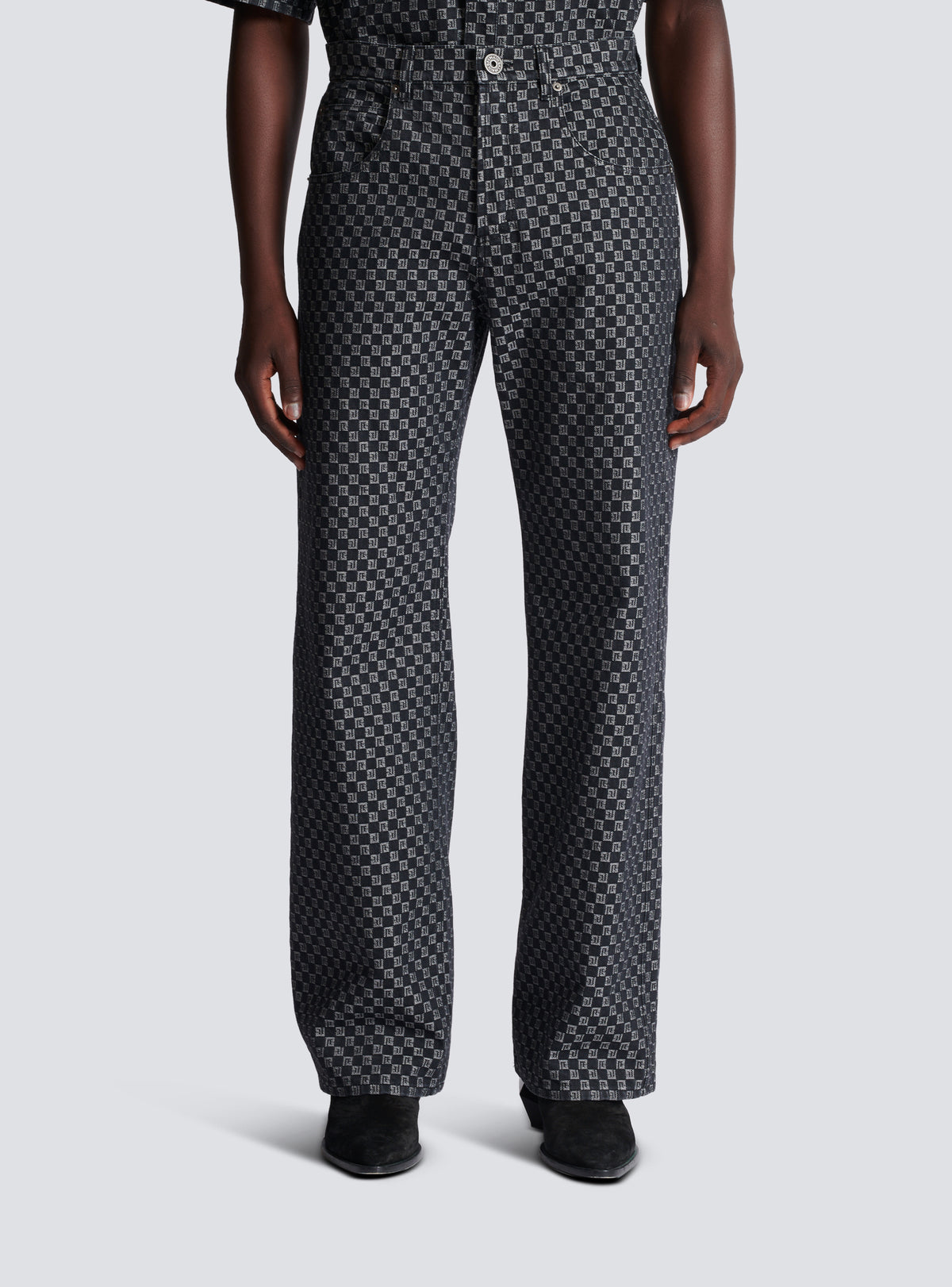 Jean en denim jacquard monogram - Noir & Blanc