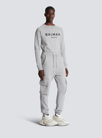 Jogging cargo balmain paris - Gris Chiné & Blanc