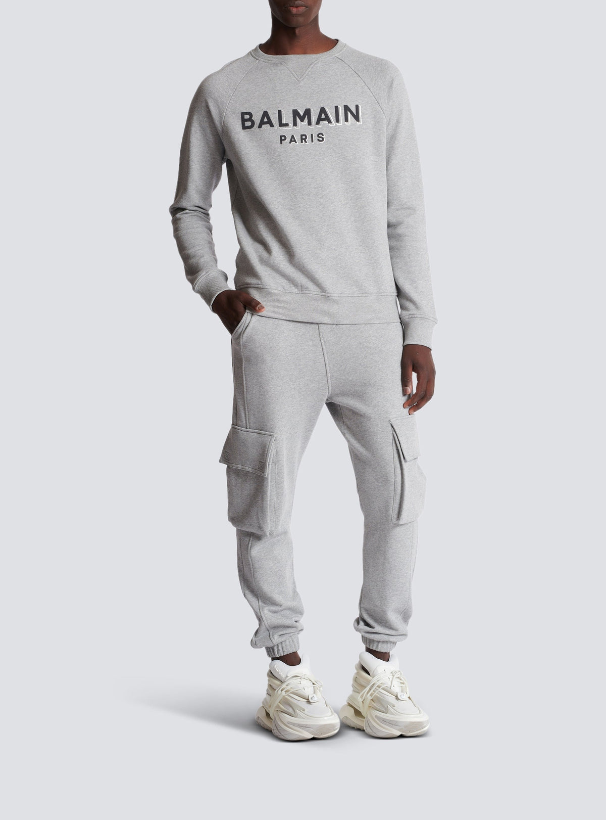 Cargo sweatpants - Heather Grey & White