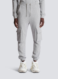 Jogging cargo balmain paris - Gris Chiné & Blanc