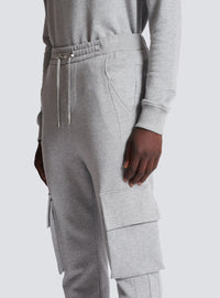 Jogging cargo balmain paris - Gris Chiné & Blanc