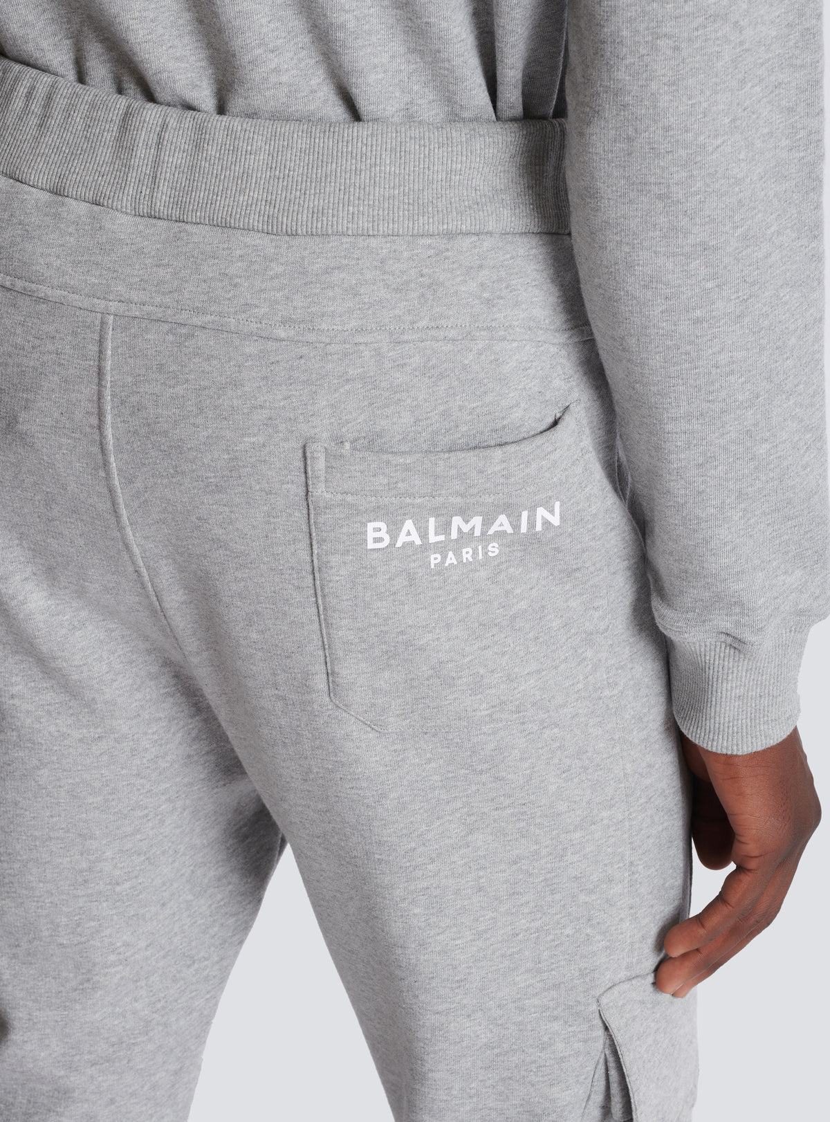 Jogging cargo balmain paris - Gris Chiné & Blanc