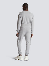 Jogging cargo balmain paris - Gris Chiné & Blanc