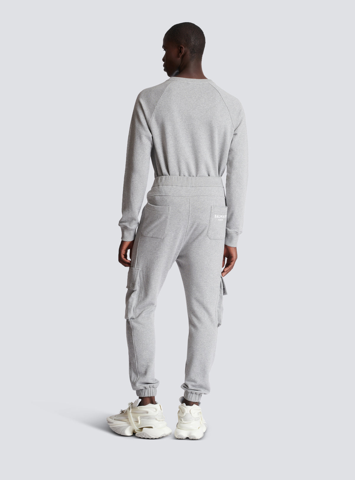 Jogging cargo balmain paris - Gris Chiné & Blanc