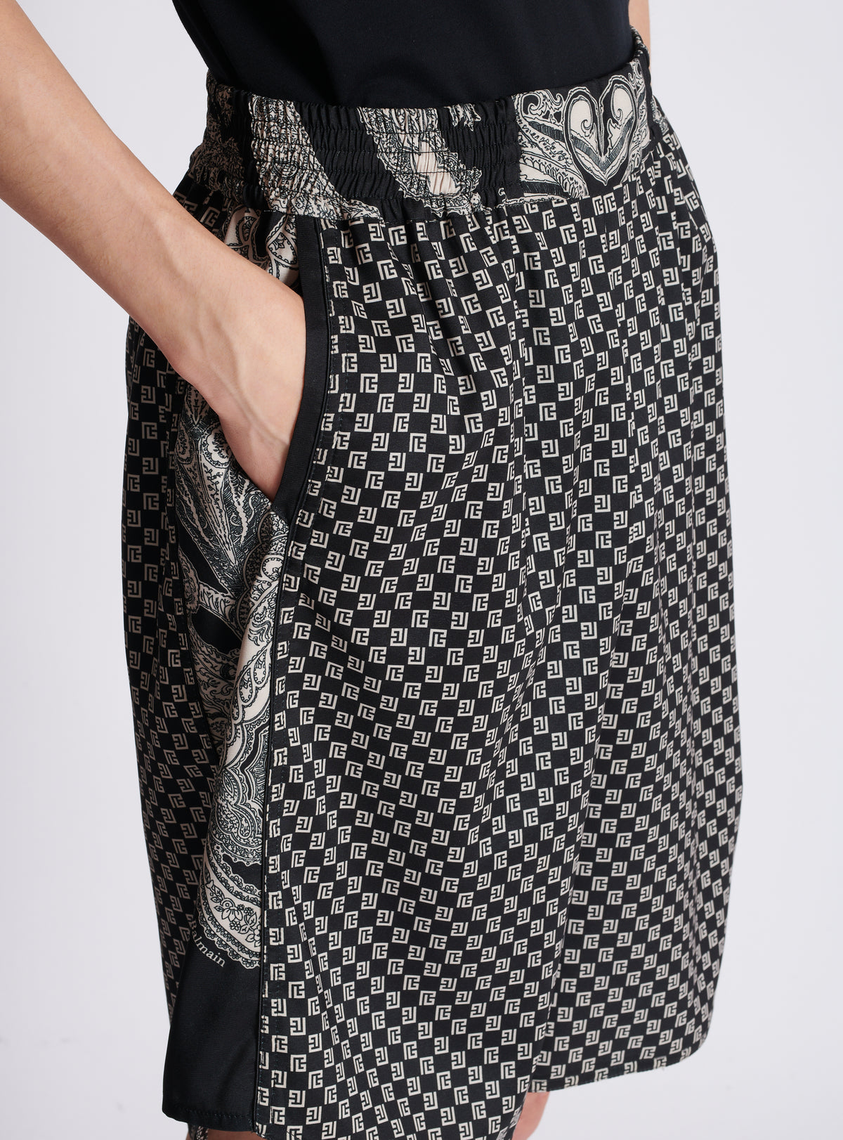 Short à mini-monogramme paisley - Noir & Ivoire