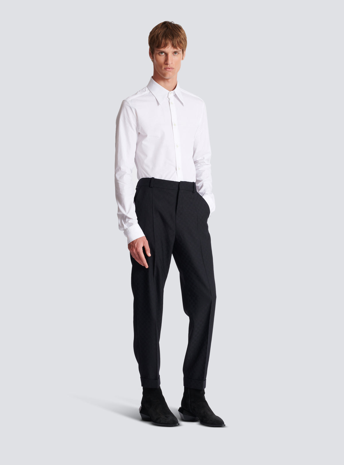 Pantalon en laine monogramme - Noir