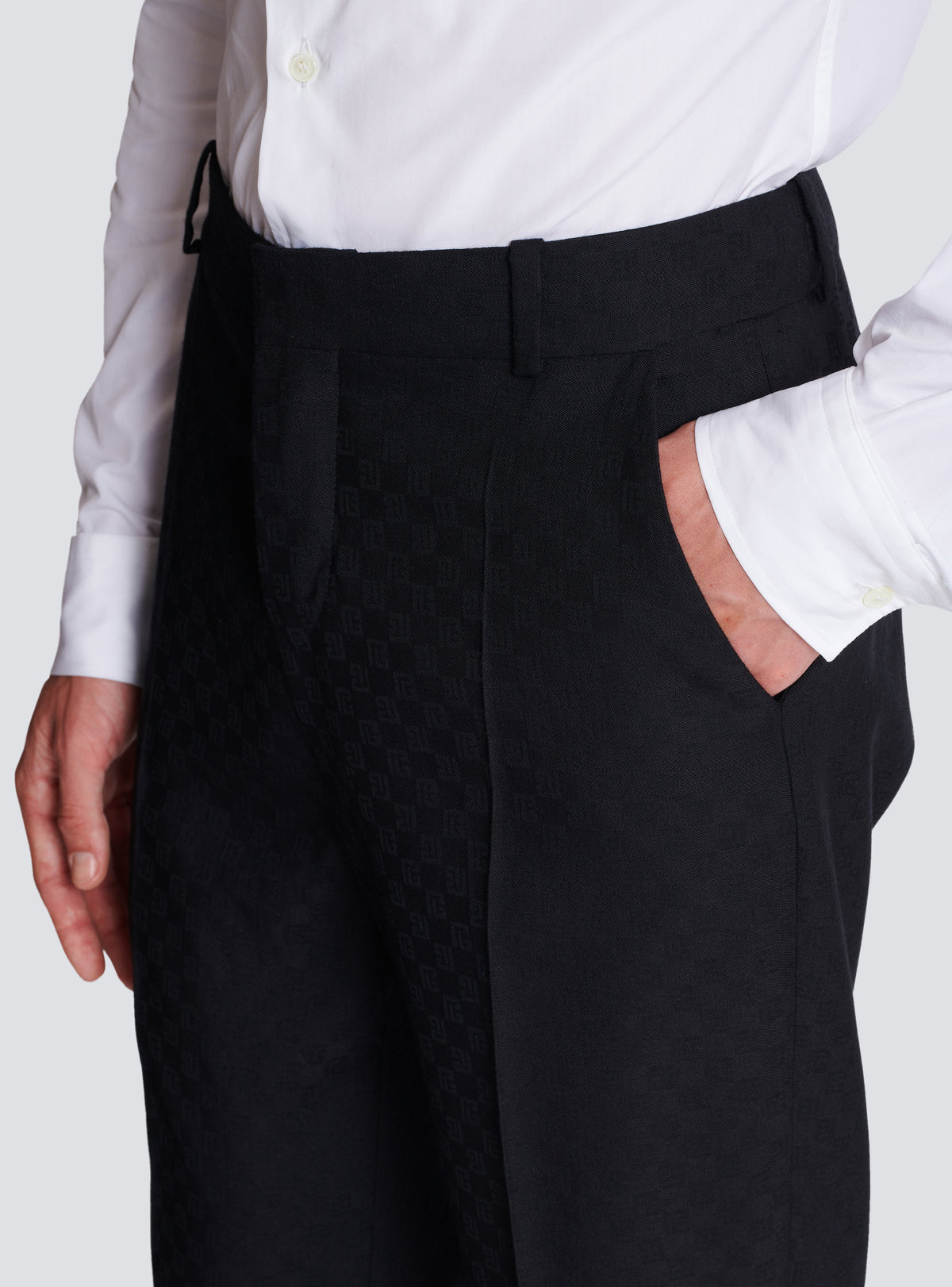 Pantalon en laine monogramme - Noir