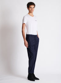Pantalon droit en flanelle - Marine