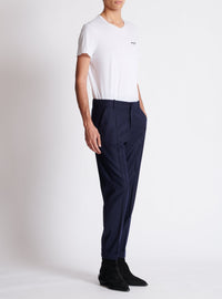 Pantalon droit en laine - Marine