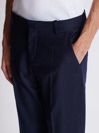 Pantalon droit en flanelle - Marine