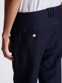 Pantalon droit en flanelle - Marine