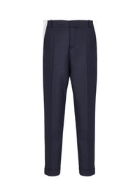 Pantalon droit en laine - Marine