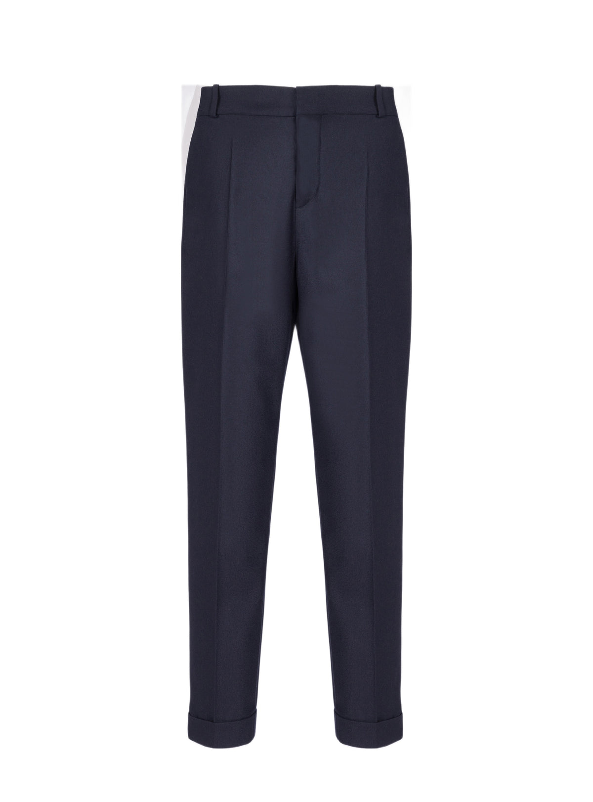 Pantalon droit en laine - Marine