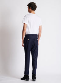 Pantalon droit en flanelle - Marine