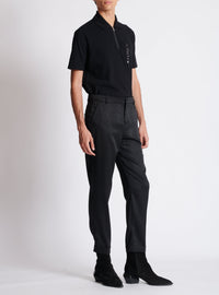 Straight jacquard trousers - Black