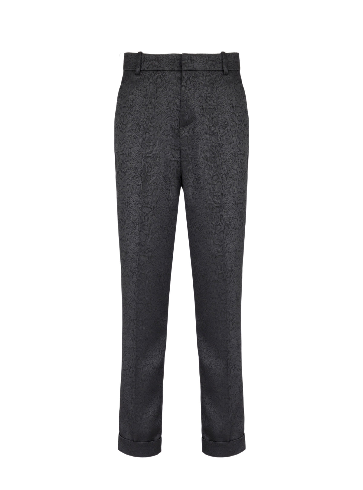 Pantalon droit en jacquard imprimé python - Noir