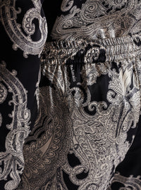 Pantalon en soie à imprimé paisley - Noir