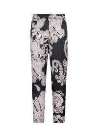 Pantalon à imprimé paisley en soie - Noir