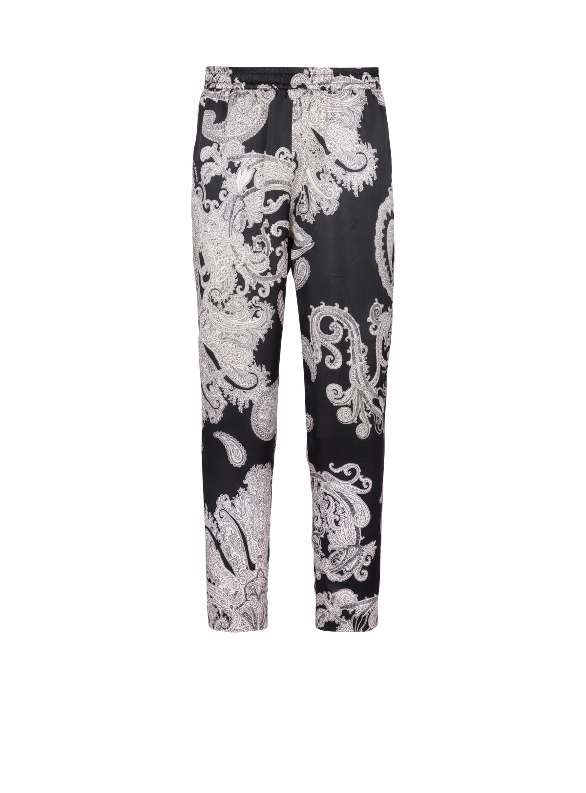 Pantalon en soie à imprimé paisley - Noir