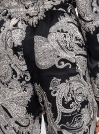 Pantalon en soie à imprimé paisley - Noir