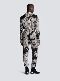 Pantalon en soie à imprimé paisley - Noir