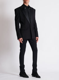 Veste à simple boutonnage en crêpe - Noir & Noir