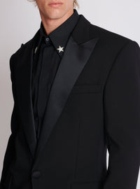 Veste à simple boutonnage en crêpe - Noir & Noir