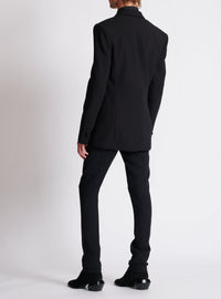 Veste à simple boutonnage en crêpe - Noir & Noir