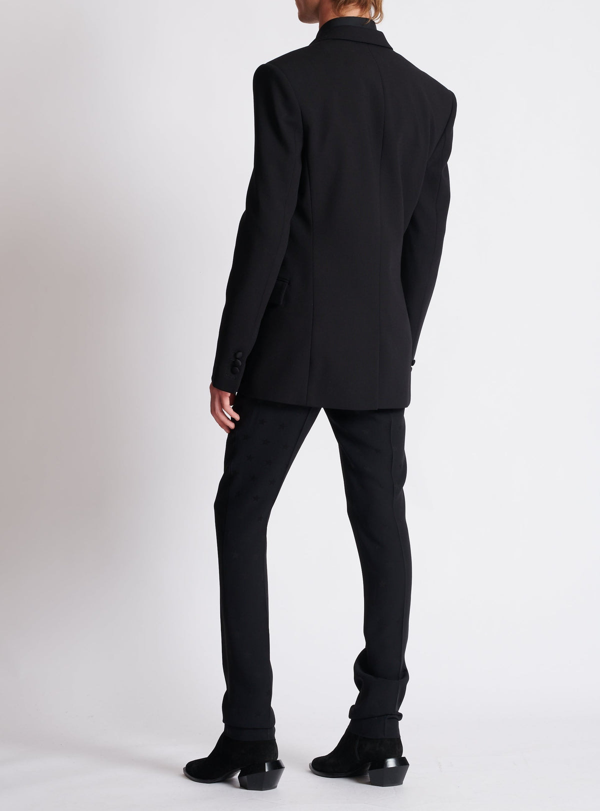 Veste à simple boutonnage en crêpe - Noir & Noir
