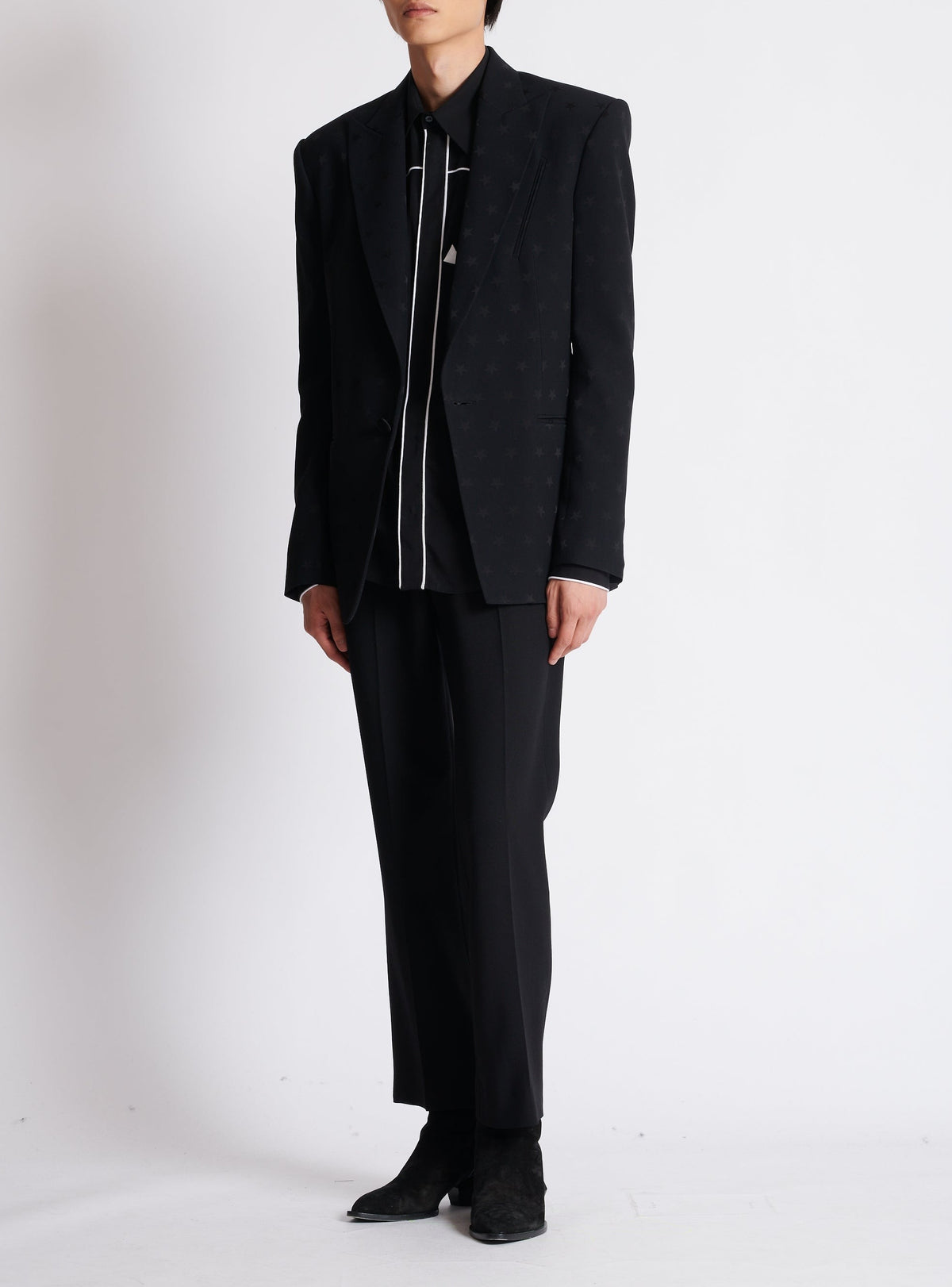 Veste en crêpe jacquard étoilé - Noir