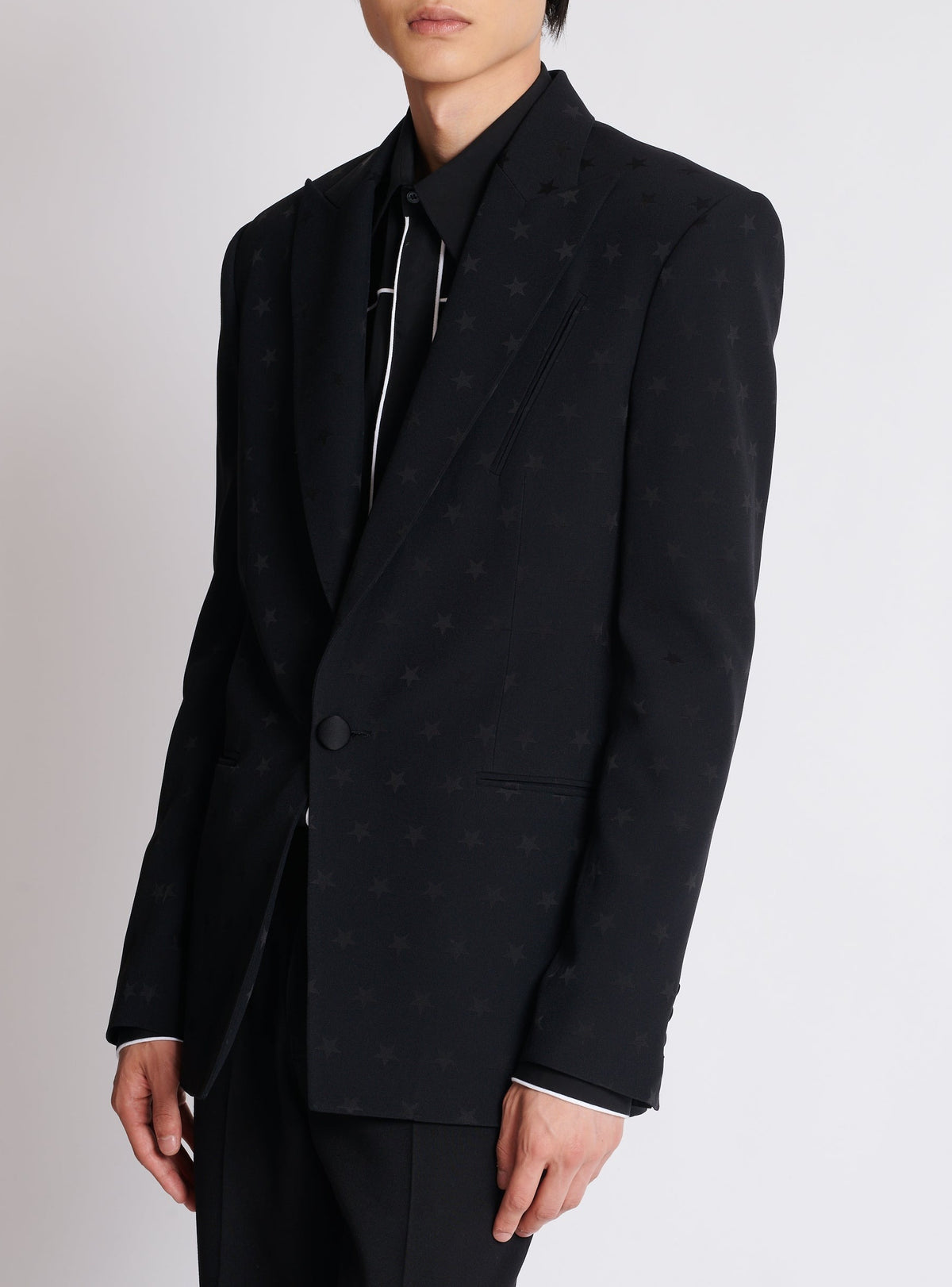 Veste en crêpe jacquard étoilé - Noir