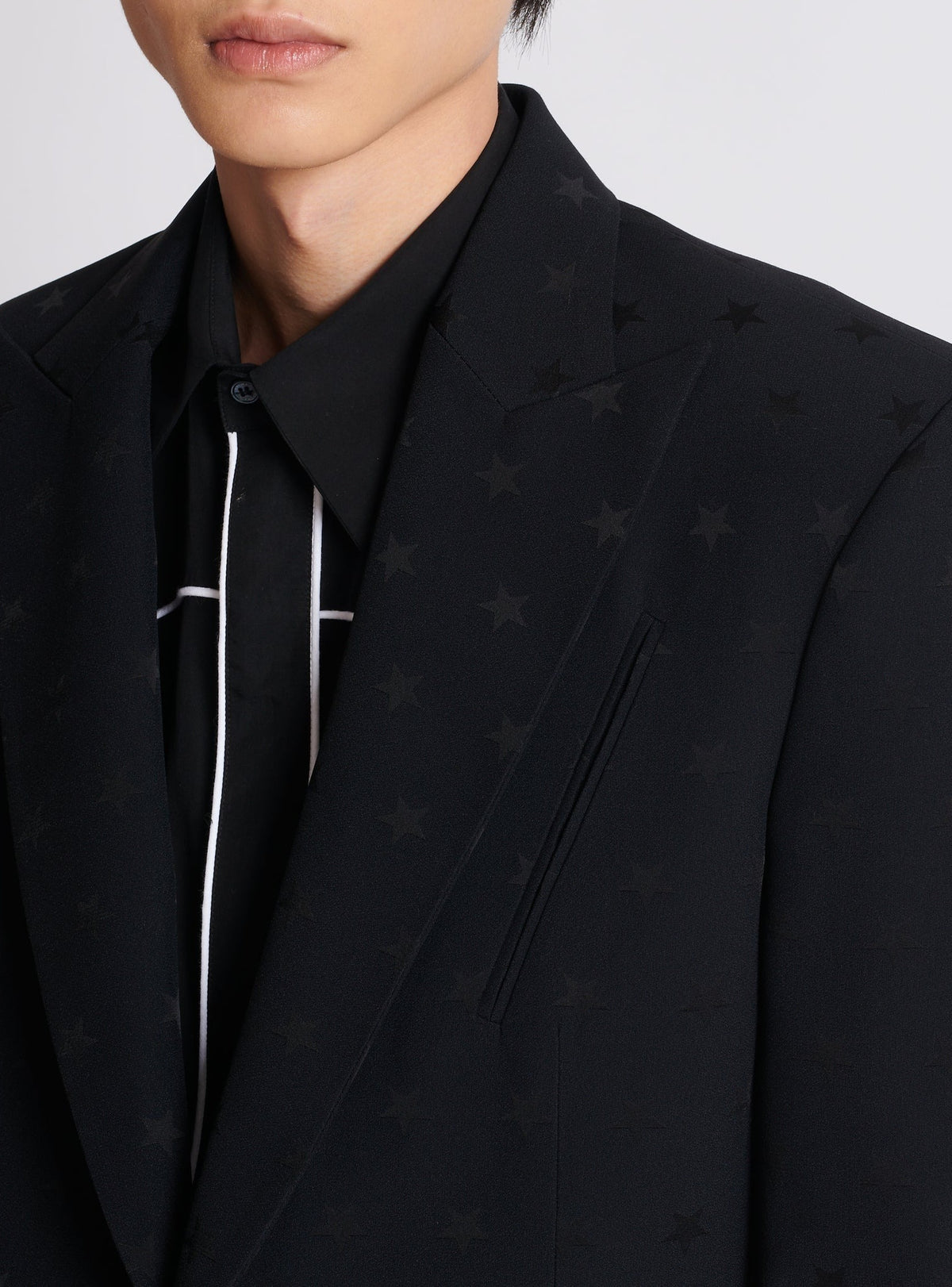 Veste en crêpe jacquard étoilé - Noir