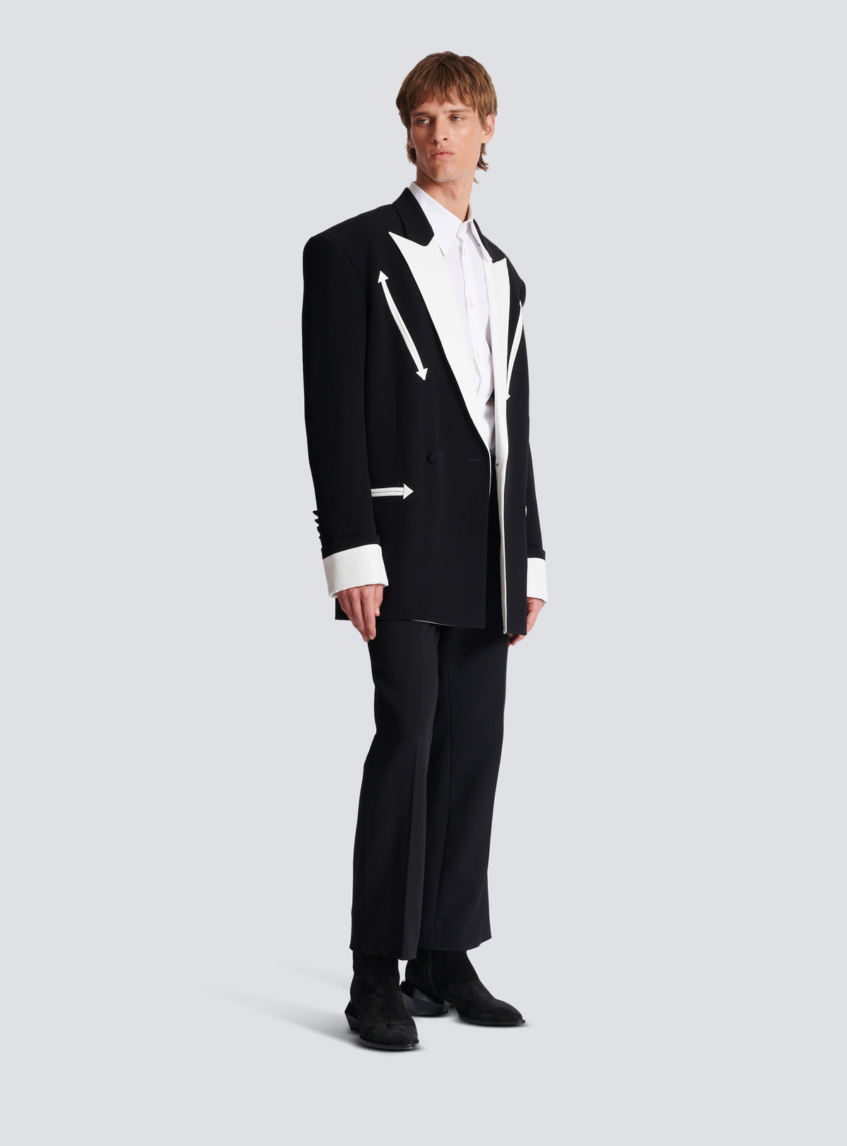 Veste blazer western en crêpe - Noir & Blanc