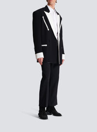 Veste blazer western en crêpe - Noir & Blanc
