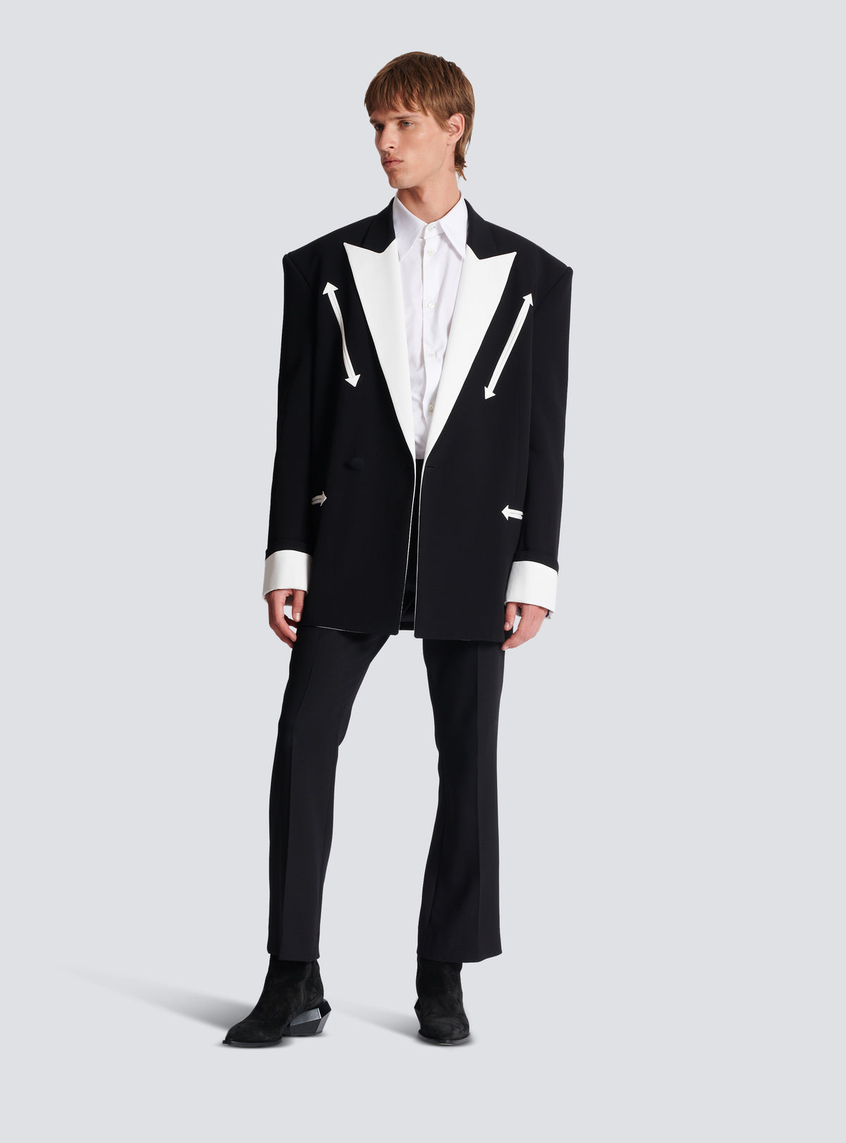 Veste blazer western en crêpe - Noir & Blanc
