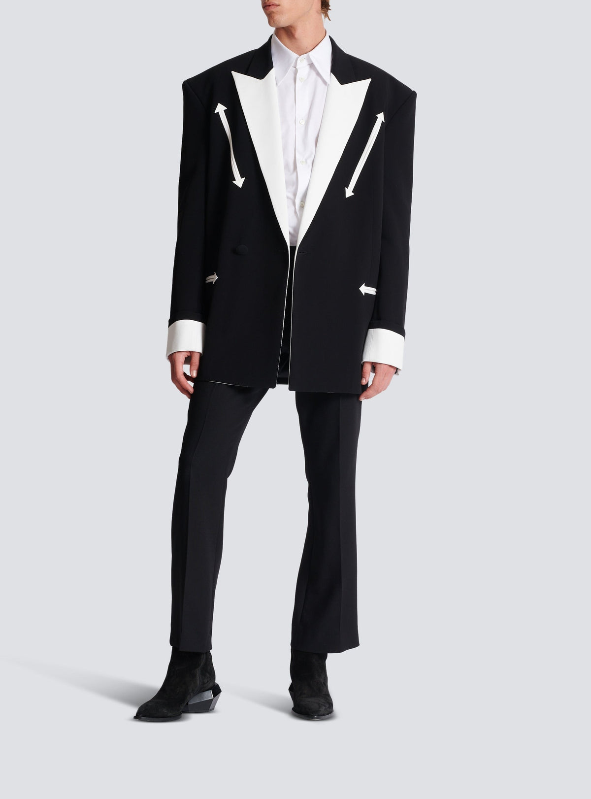 Veste blazer western en crêpe - Noir & Blanc
