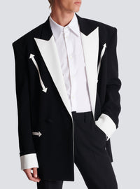 Veste blazer western en crêpe - Noir & Blanc