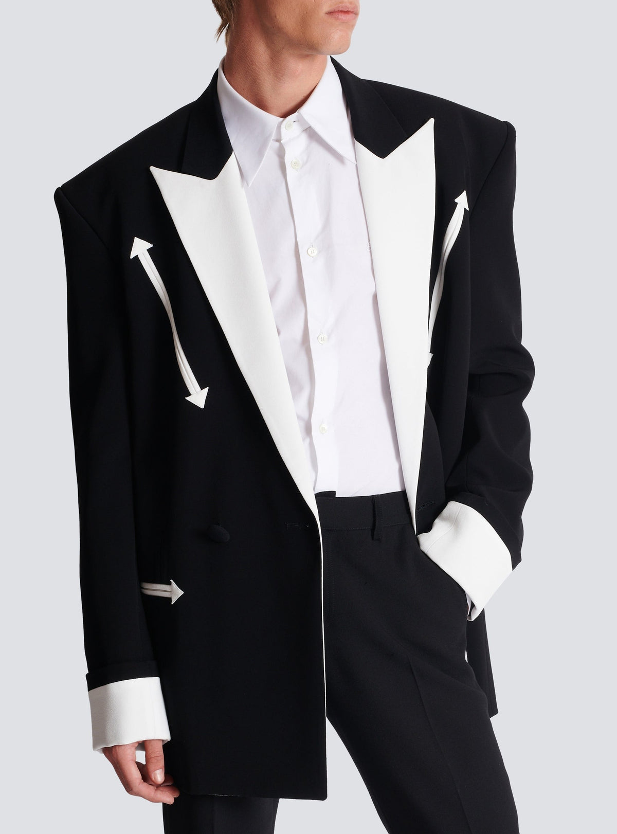 Veste blazer western en crêpe - Noir & Blanc
