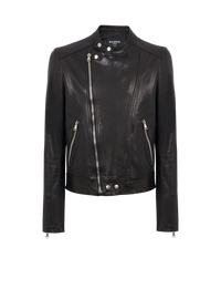 Veste biker en cuir zippée - Noir
