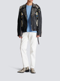 Western leather biker jacket - Black