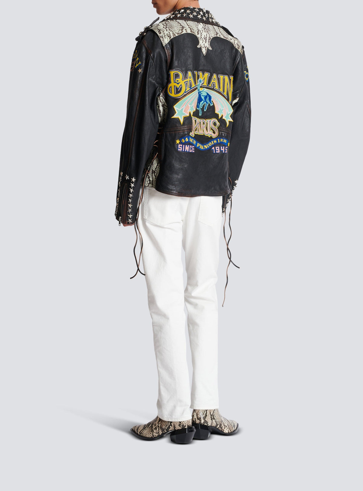 Western leather biker jacket - Black