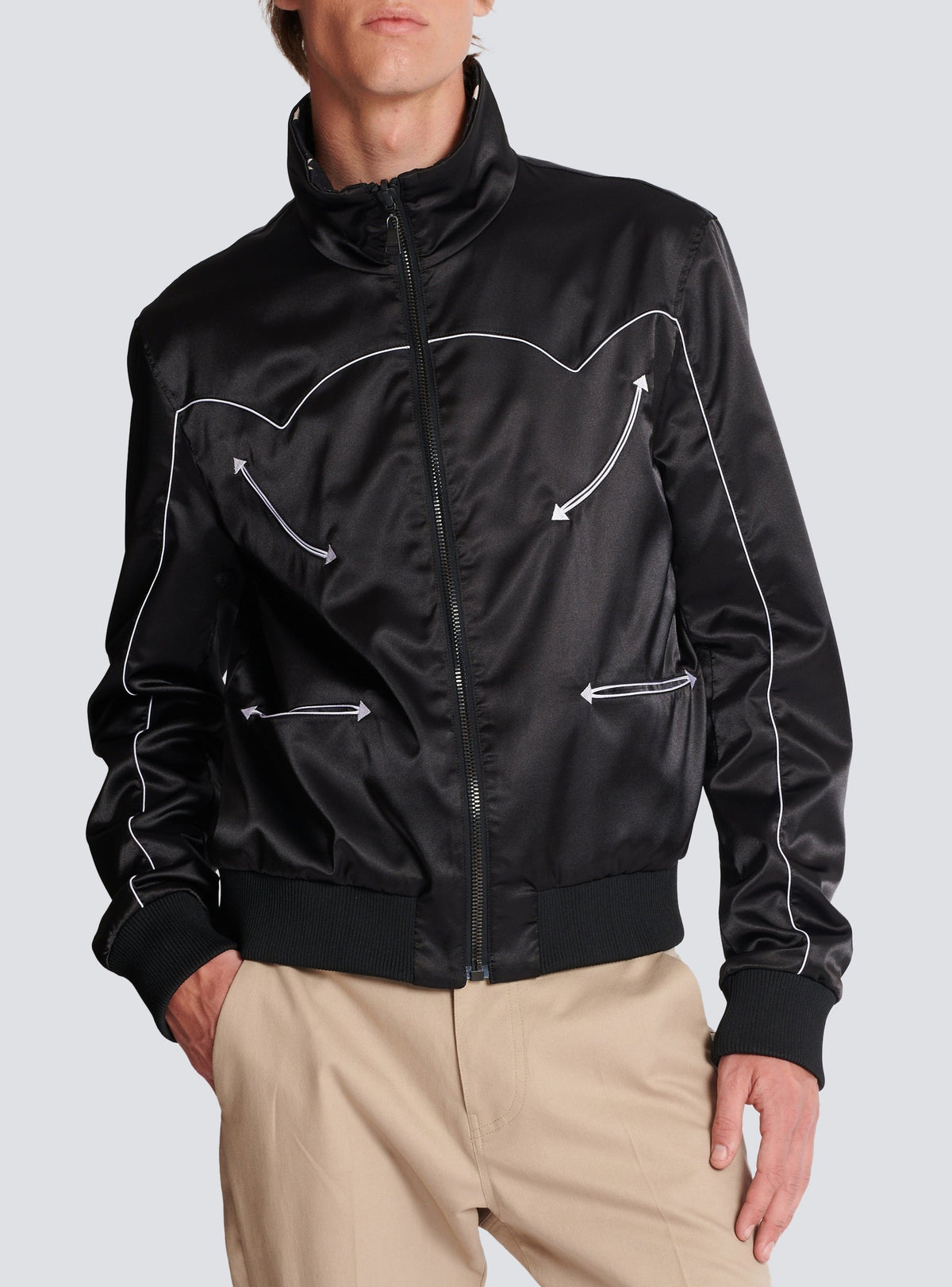 Blouson bomber réversible à étoiles - Noir & Ivoire