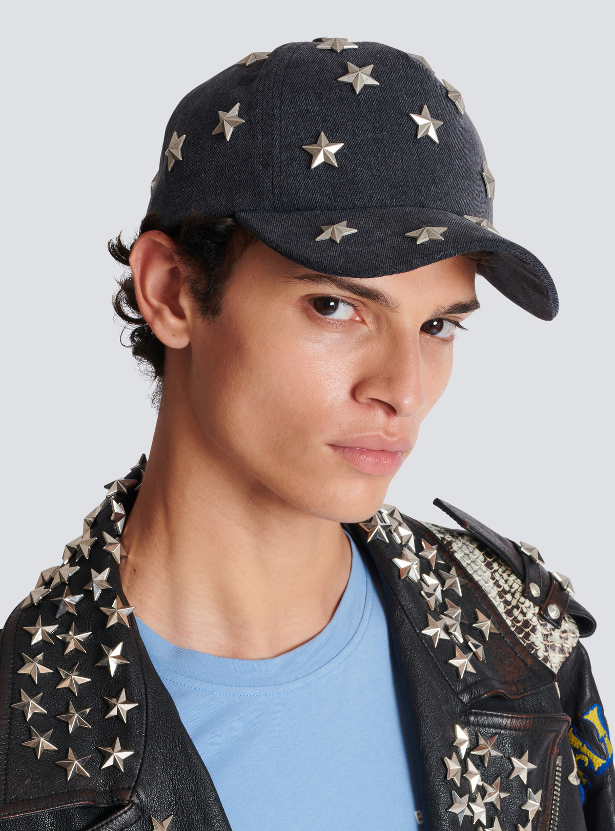Casquette balmain étoiles - Gris Clair Délavé