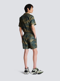 Short en shantung imprimé camouflage monogramme  - Multicolore